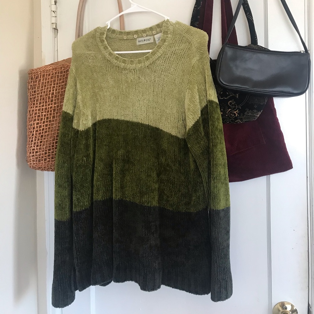 green color block sweater XL